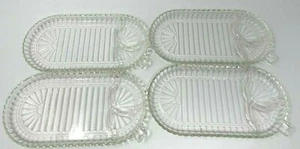Juego de 4 platos de aperitivo de vidrio MCM vintage estilo Hollywood Regency divididos ovalados - Imagen 1 de 4