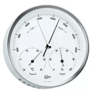 Barigo Station Météo Inox Brossé 130mm Baromètre Hygromètre Thermomètre - Picture 1 of 1