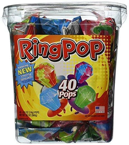 Ring Pop Pack40 Hard Candy Variety Artificial Flavor Kindergarten School Party