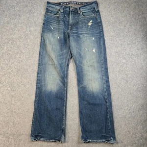 American Eagle Bootcut Jeans Mens 31x32 Blue Denim Grunge Distressed Faded Y2K - Picture 1 of 13