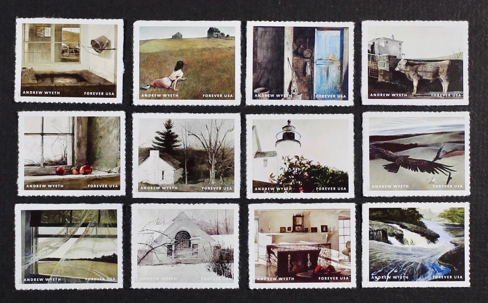 U.S. 2017 #5212a-l, Andrew Wyeth Paintings, complete set of 12 singles Mint NH  - Image 1 of 1