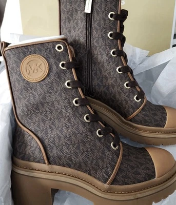 MICHAEL KORS Corey Brown Logo Combat Boots Size 8 - Image 1 of 4