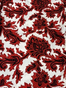 Red Black Floral Polyester Rayon Blend Fabric 3 Yards 40" Wide Hale Textiles - Picture 1 of 7