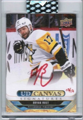 24/25 UPPER DECK CLEAR CUT BRYAN RUST CS-BR UD CANVAS SIGNATURES RED INK AUTO 17 - Image 1 of 2