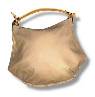 Bolso de Hombro Hobo David Jones Paris Beige Imitación Cuero Holgado Cremallera Grande Foto 1 de 4