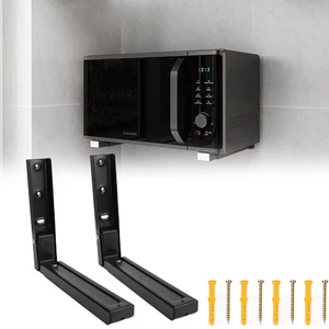 2X Microwave Oven Wall Mount Hanging Brackets Kitchen Rack Adjustable Stretch - Picture 1 of 11