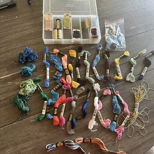 Lot Of Used/New DMC floss 100% Cotton embroidery thread skeins and extras - Picture 1 of 16