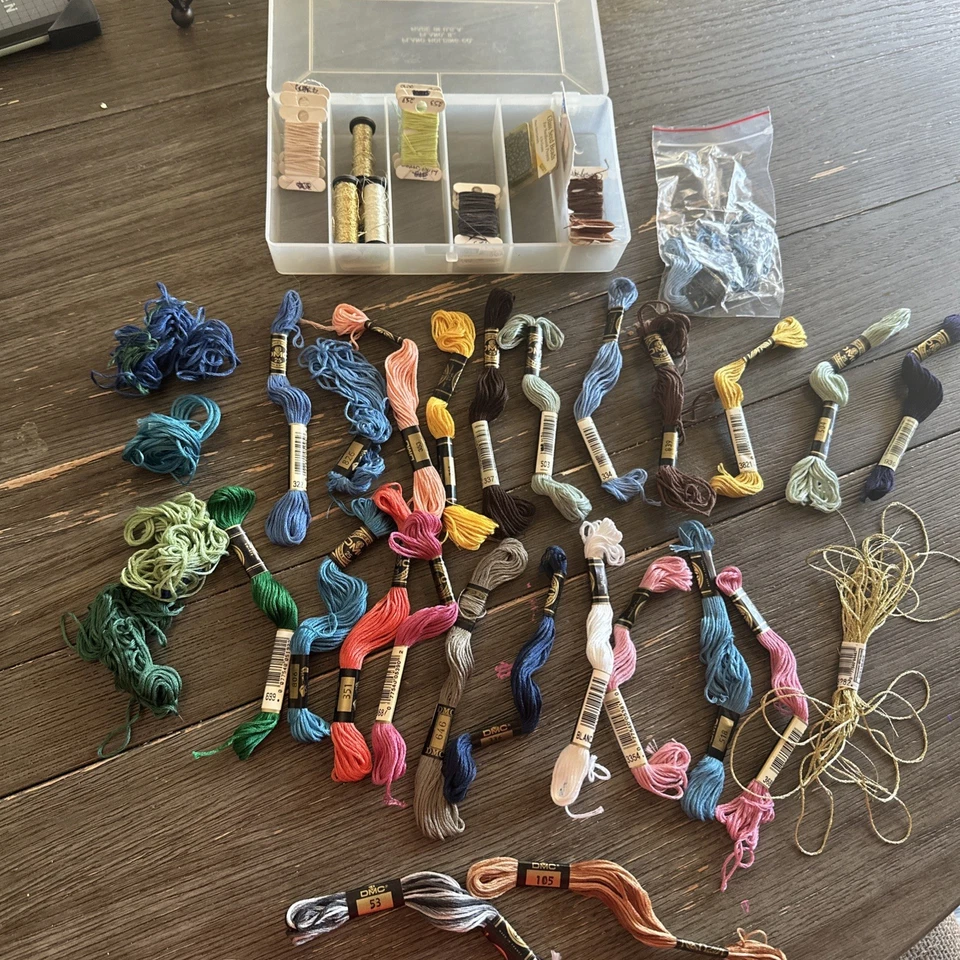 Lot Of Used/New DMC floss 100% Cotton embroidery thread skeins and extras - Image 1 of 4