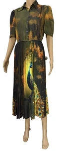 HANAE MORI Shirt Pleated Midi Dress - Picture 1 of 9