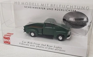 Busch NEW HO 1/87 Scale Chevy Pick-Up in Dark Green Finish with Working Lights - Picture 1 of 1