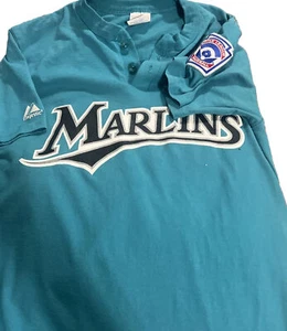 Vintage Florida Marlins Majestic little league Henley taglia small - Foto 1 di 7