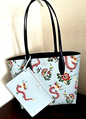 Kate Spade Lunar Year Of The Dragon Flame Tote Bag & Wristlet Set Purse Floral - Image 1 of 4