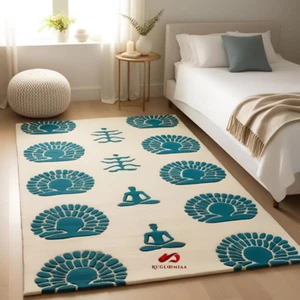 Handmade Meditation White Rug -100 % Wool Living Room Decor 9x12 8x10 6x8 Soft - Picture 1 of 3