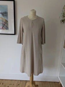 ME + EM Beige Swing Wool Blend Keyhole Shift Dress UK 10 Pockets - Picture 1 of 11