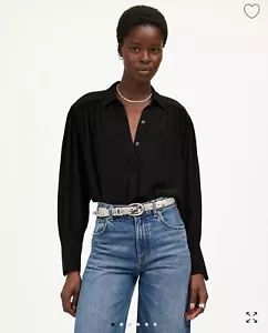 Madewell Blouse Shirt XL Black Button Up Long Sleeve Romantic Minimalist Evening - Picture 1 of 12
