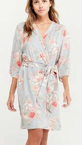 Flora by Flora Nikrooz L XL Floral Robe Short 3/4 Sleeves Sage Green L/XL - Picture 1 of 2