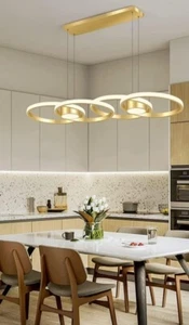 Modern Chandelier Round Pendant Light Living Room Bedroom LED Ceiling Light Gold - Picture 1 of 6