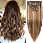 Super THICK 170g+ Clip In Full Head Remy Human Hair Extensions Double Weft Ombre