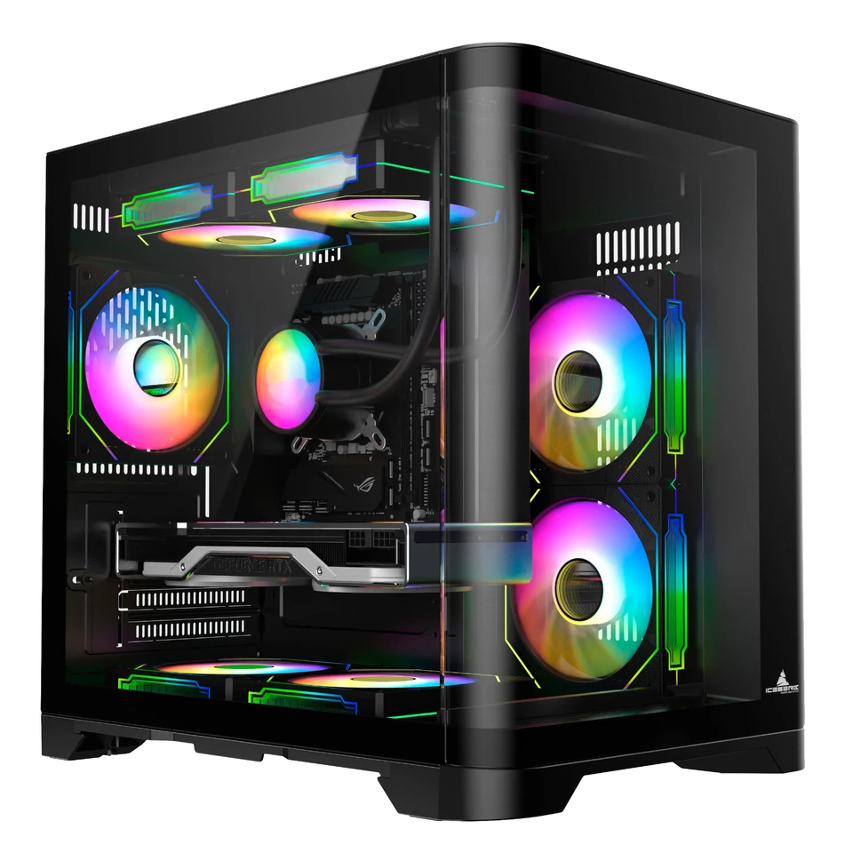 Iceberg Gaming PC Case Crystal Wave M  curved tempered Glass and three aRGB fans - Image 1 of 4