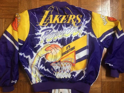Los Angeles Lakers Jacket Chalk Line Fanimation vtg Showtime LA 80s 90s L Cover