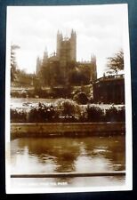 1920s RPPC B&W Bath Abbey from the River, Bath, Somerset, England