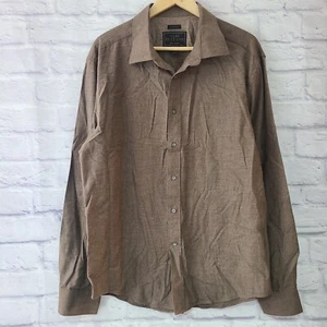 Jos A Bank Reserve Tailored Fit Button Front Shirt Men XL Brown Cotton Cashmere - Picture 1 of 3