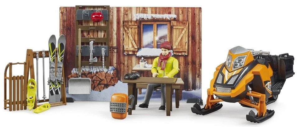 Modellino Bruder Rifugio di montagna con Motoslitta