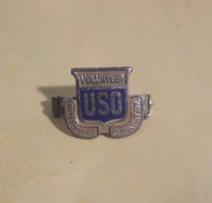 WWII USO United Service Organization Volunteer Gold On Silver Pin - Picture 1 of 8