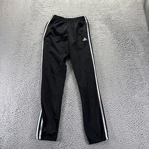 Adidas Track Pants Girls XL Black Polyester Stretch Tapered 3 Strips Holographic - Picture 1 of 9