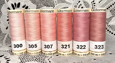 6  NEW different pink colors GUTERMANN 100% polyester thread 110 yard spools - Image 1 of 4