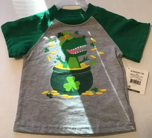 Infant Baby 12, 18 Months Boys Shirt St Patricks Day Dinosaur Pot of Gold - Picture 1 of 10