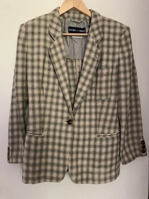 Vintage Armarni Suit Jacket - silk blazer - plaid neutral S/M - Image 1 of 4