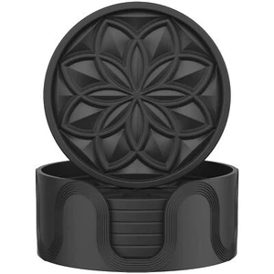 6 Pack Silicone Coasters Set with Holder for Coffee Table Cup Mat - Picture 1 of 8