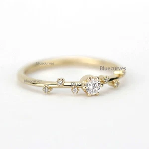 0.15ct SI Clarity Diamonds Dainty Ring in Solid 18k Yellow Gold Jewelry US3-8 - Picture 1 of 3
