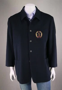 H. Stockton Atlanta Bobby Jones Navy Blue Wool Cashmere Coat 44R Large - Picture 1 of 10