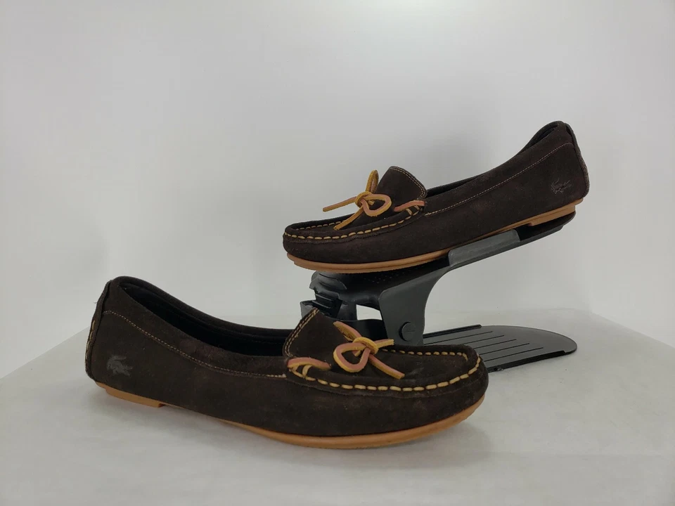 Nuevo Mocasín Para Mujer Lacoste Marrón Gamuza 8 Informal Sin Cordones Plano Foto 1 de 4