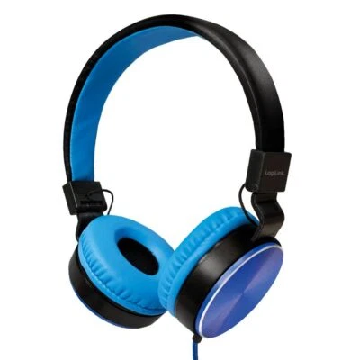 LogiLink Stereo Kopfhörer falbar 3,5mm Klinken Kabel Over-Ear blau - Bild 1 von 4