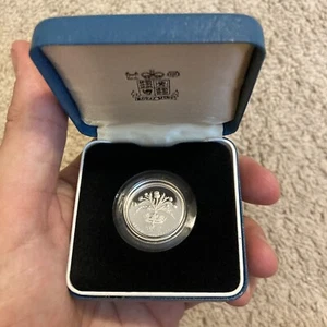 1984 UNITED KINGDOM SILVER PROOF .925 ONE POUND COIN ALL ORIGINAL WITH COA - Picture 1 of 6