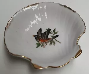 Vintage Redwing Thrush Shell Shaped Porcelain Dish Made in Japan 13 x 13.5 x 3cm - Picture 1 of 6