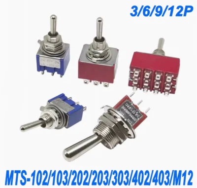 Toggle Switch MTS-102-103-202-403 3/6/9/12 Pin 2/3 Position SPDT ON-On On-Off-On - Image 1 of 4