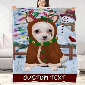 Chihuahua Dog Blanket Personalized Throw Woven Fleece Sherpa Christmas NWT - Picture 1 of 32
