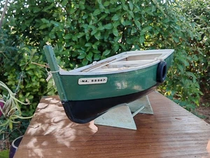 Rare maquette en bois canot de peche, annexe sardinier Bretagne ( 56cm ) - Imagen 1 de 10