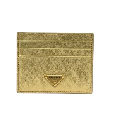 Portacarte Prada in pelle Saffiano oro - Immagine 1 di 2