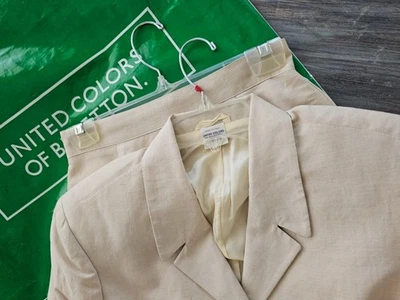 Traje de mujer, United Colors of Benetton, blazer + falda de lino, hecho en Italia, Foto 1 de 4