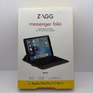 ZAGG IPAD PRO 9.7 / IPAD AIR 2 WIRELESS KEYBOARD MESSENGER FOLIO CASE  - Picture 1 of 5