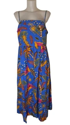 Maxi Vestido Boho de Lujo Rachel Zoe Talla L Para Mujer Azul Lino Azul Tropical Foto 1 de 4