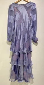 Vintage 60s Francis Wright Dress Tiered Sheer Sexy Blue Purple Memphis Boutique - Picture 1 of 6