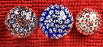 Lot Of 3 Colorful Vintage Millefiori Confetti Glass Canes Paperweights - Image 1 of 4