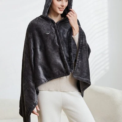 Electric Heated Cape Blanket With Hood 9-Zone 3-Temp Flannel - Image 1 of 4