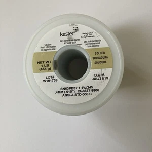 kester 24-6337-8806 SN63PB37 1,1% /245 0,4 MM (0,015") ANSI-J-STD-006 C 1 LB - Foto 1 di 3